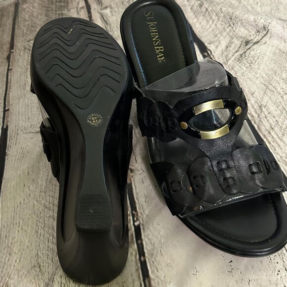 St. John's Bay Black Wedges, Size 8, NWT - Picture 7 of 7